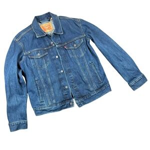 Levi's Trucker Jacket Medium Wash Denim Floral Embroidery Repair Men's Medium M